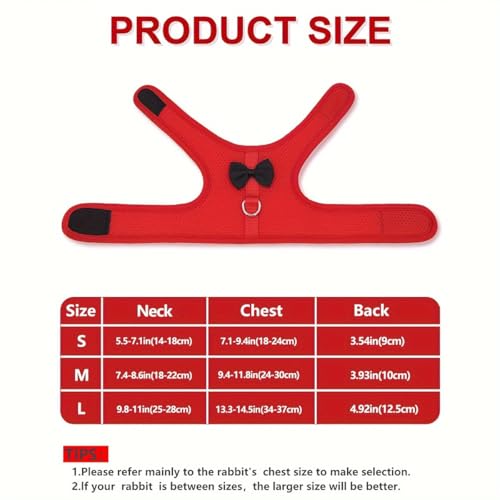 One Set of Solid Color Fashion Rabbit Harness for Outing and Rabbit Leash to Prevent Loss-M