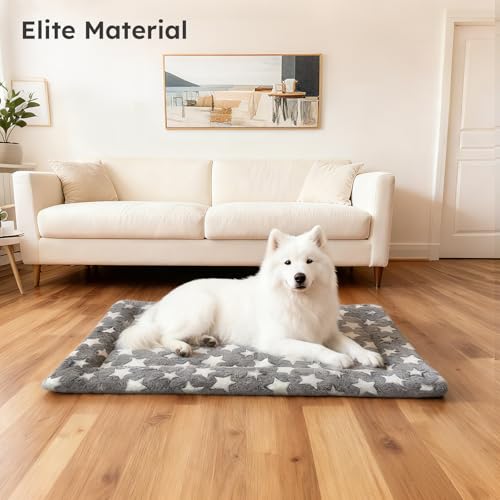 Dog Bed Mat, Dual-Sided Dog Crate Bed Mat - Ultra Soft & Machine Washable Kennel Pad for Medium Dogs, All-Season Comfort Pet Bed for Crates, Travel, and Home, Star Gray, 30 x 18 Inch - color: Star Gray, size: Medium 30 x 18 x 1.5 in