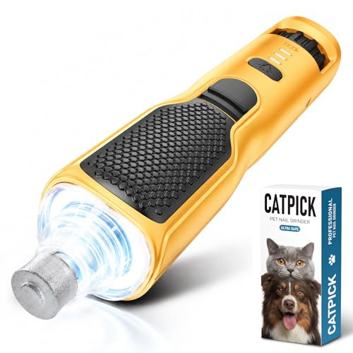 7-Speed Dog & Cat Nail Grinder with Light - Ring LED Safe to Avoid Overcut, Quiet Low Vibration & Powerful Fast, Cordless Rechargeable Toenail Trimmer for Small & Large Puppy & Breeds Paws(Orange) - color: Orange