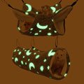 Luminous Noctilucent Glow Guinea Pig Rat Ferret Hideout and Soft Bed, Moon Bunkbed Hammock and Tunnel - color: 1.Moon Bunkbed Hammock and Tunnel