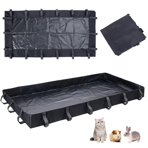 Guinea Pig Cage Bottom Tarp for C&C Grids Habitat Cage Panel, 47x24 inches Guinea Pig Cage Liner Base, Washable Small Animal Cage Bedding for Rabbits Hamsters Hedgehogs Ferrets Small Pets(No Cage)