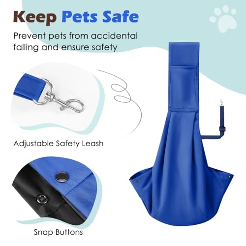 Pawaboo Small Dog Sling Carrier | Reversible Puppy Small Pet Carrier,Hands Free,Safety Buckle,Storage Pocket for Travel,Outdoor Activities Sapphire Blue - color: Sapphire Blue