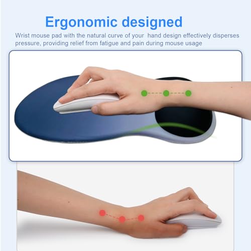 Ergonomic Mouse Pad with Gel Wrist Support, Comfortable Wrist Rest Mousepad with Non-Slip PU Base for Pain Relief, Desk, Home & Office(Midnight) - color: Midnight