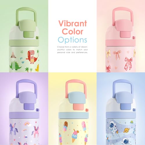 Cat Kids Insulated Stainless Steel Water Bottle 16 Oz, Travel Tumbler for School, Sports for Girls, Birthday, Back To School - color: Cat 2