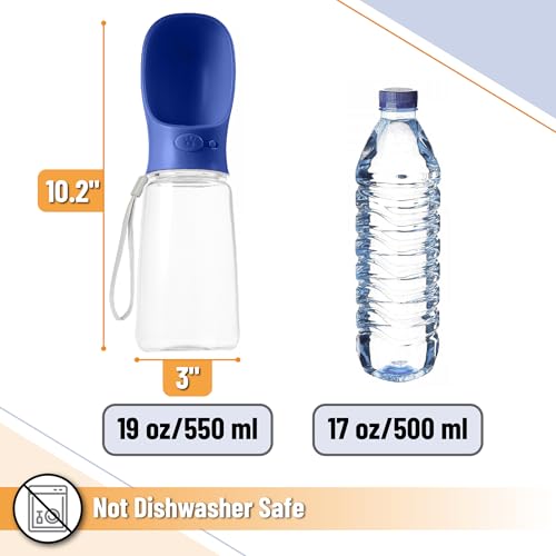 Mr. Pen- Portable Dog Water Bottle, 19 oz, Large | Leak Proof Puppy Water Dispenser with Drinking Feeder for Pets, Outdoor Walking, Hiking, Travel, Not Dishwasher Safe - color: Navy Blue