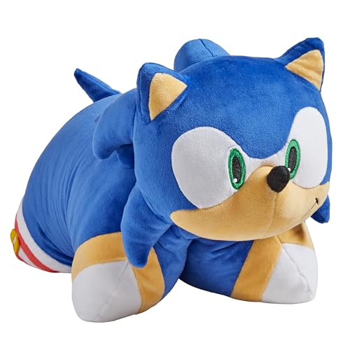 Pillow Pets Sonic the Hedgehog, 16" Plush Toy | Soft Plush Pillow Companion, Unfastens into a Cozy Pillow at Night, Machine Washable, BPA and Phthalates Free