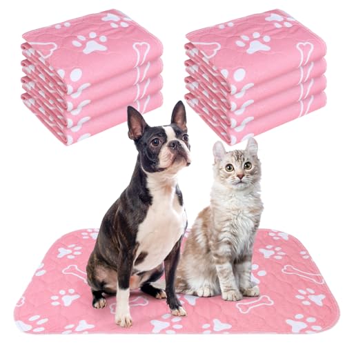 BEAUTYZOO 8 Pack Washable Pee Pads for Dogs, Reusable Puppy Pads for Potty Training, Waterproof Super Absorbent Wee Wee Pads for Dogs Non-Slip, Pet Whelping Mats Playpen Dog Crate Floors, 18'' x 24" - color: Pink, size: 18 X 24 Inch (Pack of 8)