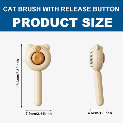 Dog Brush for Shedding, Gentle Self Cleaning Pet Brush with Release Button for Cats and Dogs, Easy to Remove Loose Hair Daily Grooming Tool During Shedding Season - color: White Bear