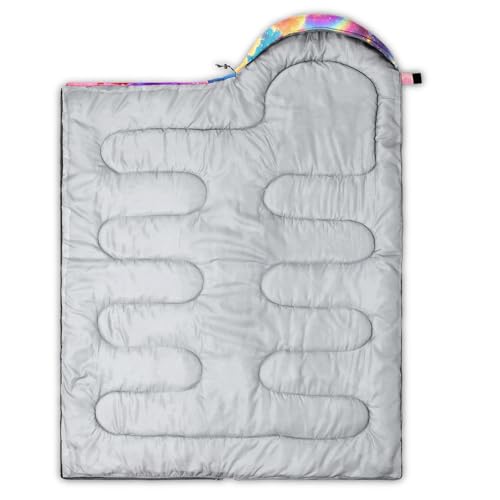 QOOMO Camping Sleeping Bags,3 Season Warm & Cool Weather,Lightweight,Waterproof Sleeping Bags for Adults & Kids,Traveling,and Outdoors,Camping Gear Equipment - color: Rainbow Clouds 17