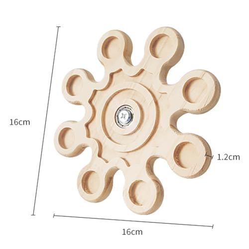 Chinchilla Chew Toys Rotating Natural Wood Teeth Grinding Interactive Enrichment Toys Hanging Exercise Wheel for Small Pet Rat Hamster Ferret Bunny Squrriel (Snow)