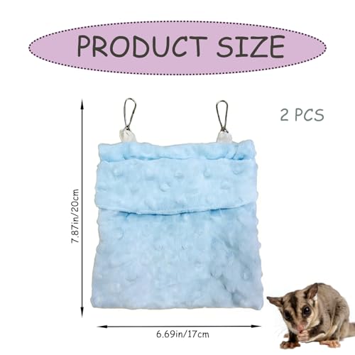 2 Pcs Sugar Glider Bonding Pouch Carrier Bag, Sugar Glider Bed Pouch, Sling Sleep Bag with Adjustable Strap for Hamster Hedgehog Gliders Ferret Squirrels Small Animal (Blue and Pink)