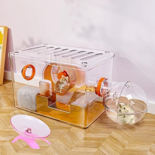 Hamster Flying Saucer Silent Running Wheel, 7 Inch, Suitable for Guinea Pigs, Hamsters, Hedgehogs and Other Small Animals to Ensure Safe Exercise (Pink) - color: Pink