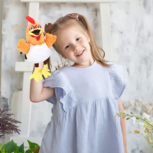 Easfan Chicken Hand Puppet with Movable Mouth Plush Toy Gift for Kids 11" | Role play preschool teaching, cute Chicken stuffed animal, creativity imagination, Easter Christmas birthday holiday gift - style: Chicken