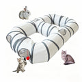 8-Shaped Cat Tunnel Toy Interactive Foldable Playhouse Maze Toys for Cats, Kittens, Rabbits & Small Pets with Playing Balls Collapsible Play Tube for Indoor Fun & Exercise (White) - color: White