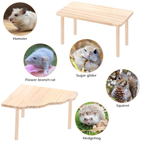 2-Piece Set Hamster Play Wooden Platform for Dwarf Syrian Hamsters Gerbils Mice Degus or Other Small Pets