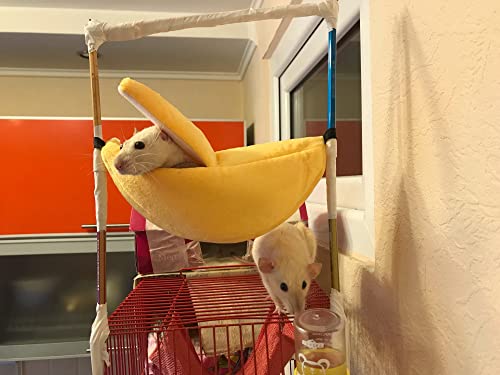 Banana bed for Hamster House for Hamsters Less Than 4 inches 10 cm in Length Pet Hammock Dutch Pig Hedgehog Rat Guinea Habitat Chinchilla sugar glider Hamster Accessories Toys Outfits(Small 8 Inch)
