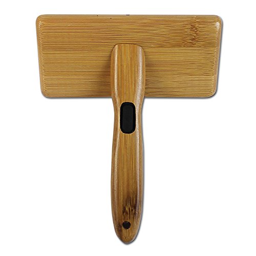 Alcott Bamboo Groom Slicker Brush with Stainless Steel Pins for Pets, Large, Brown - size: Large