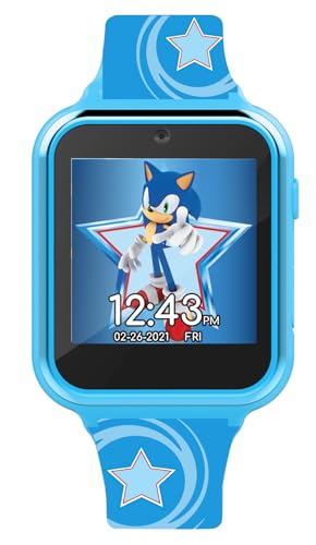 Accutime Kids SEGA Sonic The Hedgehog Blue Educational Touchscreen Smart Watch Toy for Boys, Girls, Toddlers - Selfie Cam, Learning Games, Alarm, Calculator, Pedometer (Model: SNC4133AZ) - color: Sonic Star