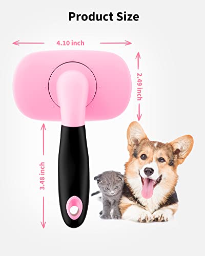 Glendan Dog & Cat Brush- Slicker Pet Brush- Shedding Grooming Tools (Pink) | 180° Pivoting Head Reaches Paws/Belly, Detangles Mats Loose Fur, Massaging Tips Soothe Skin, Non-Slip Grip, Easy to Carry - color: Pink, size: Large