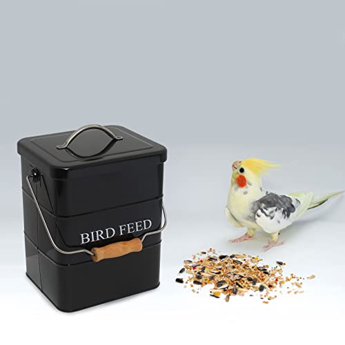 Bird Feeder,Bird Food Jar Pet Food Storage Airtight Food Storage Container-Black - color: Black