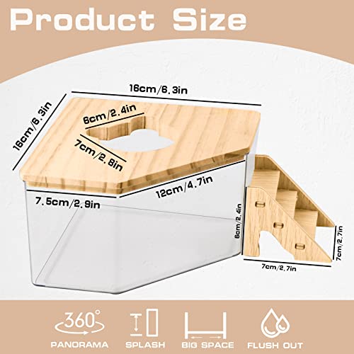 Hamster Sand Bath, Pentagon Acrylic Hamster Dig Box with Wood Cover, Sand Bath for Hamsters, Small Animals - style: Pentagon