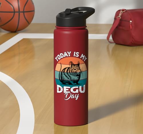 Funny Degu Stainless Steel Insulated Water Bottle - color: Red