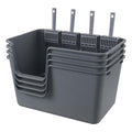 4 Packs Large Open Top Cat Litter Box, High Sides Cat Litter Pan, Anti-Splash & Low Entry, Including 4 Cleaning Scoops for Multiple Cats, Large Breed, Gray