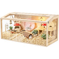 XiaZ Large Hamster Cage,40Inch Hamster Cage with Panoramic View and Ventilated Top, Spacious Acrylic Glass Habitat for Syrian Dwarf Hamsters and Degus, Natural Wood Frame Enclosure - size: 40.0"L x 20.0"W x 20.0"H