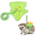 Dinosaur Shaped Harness and Leash Set, Adjustable Small Animal Harness for Hedgehog, Ferret, Guinea Pig, Hamster, Soft Plush Material, Safety Bell, Green