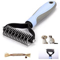 Double Sided Dematting Comb for Dogs & Cats - 2-in-1 Undercoat Rake & Double Coat Dog Brush, Pet Grooming Tool for Removing Mats & Deshedding (Blue) - size: Pet Grooming Comb