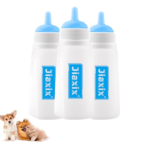 3 Pack Kitten Silicone Bottle Feeding Kit,Nipple & Feeding Kit for Kittens, Reusable Newborn Kitten Supplies, Suitable for Feeding Kitten, Puppy, Rabbit,Hamster (Blue, Large) - color: Blue, size: Large