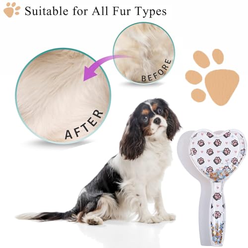 Small Dog Brush, Soft Dog Grooming Brush for Shih Tzus, Yorkies, Maltipoos, Maltese, Love Shape Puppy Massaging Pet Hair Brush, Cat Brush, for Small Dogs Cats of All Hair Types (Cute Paws) - color: Cute Paws