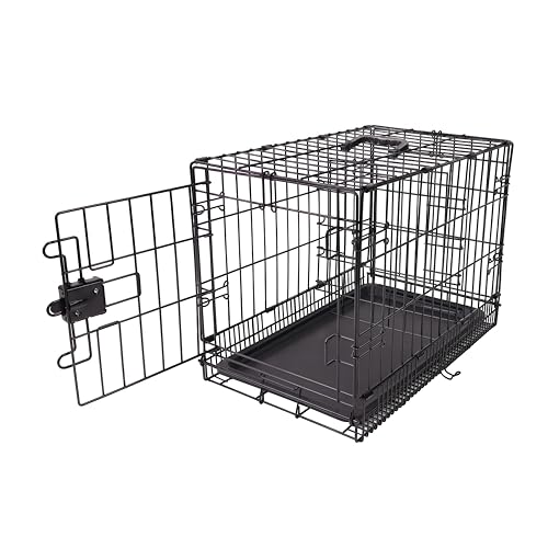 Amazon Basics Portable, Foldable Metal Wire Dog Crate with Removable Tray, Single Door, Divider Panel, Quick Setup, 30 x 19 x 21 in, Black - size: 30.0"L x 19.0"W x 21.0"H, style: Single Door w/ Divider