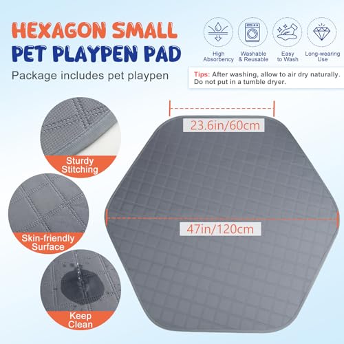 Pawaboo Small Animals Playpen with Pad, Gray+Gray | Waterproof, Reusable Pad, Portable Outdoor Yard Fence, For Chick/Kitten/Puppy/Guinea Pig/Rabbits/Chinchillas - color: Gray+Gray