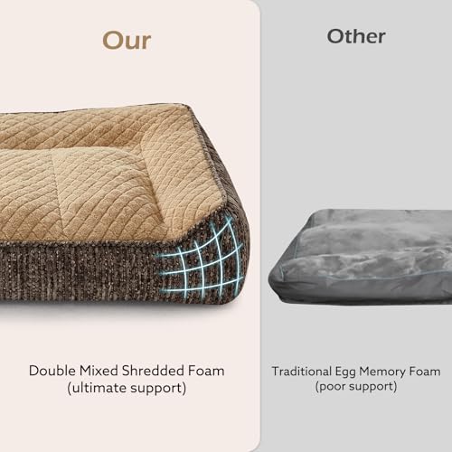 JOEJOY XL Orthopedic Dog Beds Large Sized Dog, Extra Thick Supportive Big Dogs Couch Bed with Sides, Ultra Soft Pet Bed Sofa for Large Dogs, Brown, 38''x28'' - color: Brown, size: L Plus(38"L x 28"W x 8"Th)