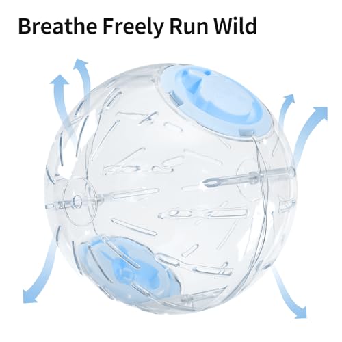 7.9 Inch Hamster Ball, Running Ball Toy, Transparent, Breathable, Reduce Stress, Promote Exercise Health, Easy to Clean, Hamster Accessory, for Syrian Dwarf Hamster, Gerbils, Mice, Small Pets, Blue - color: Blue