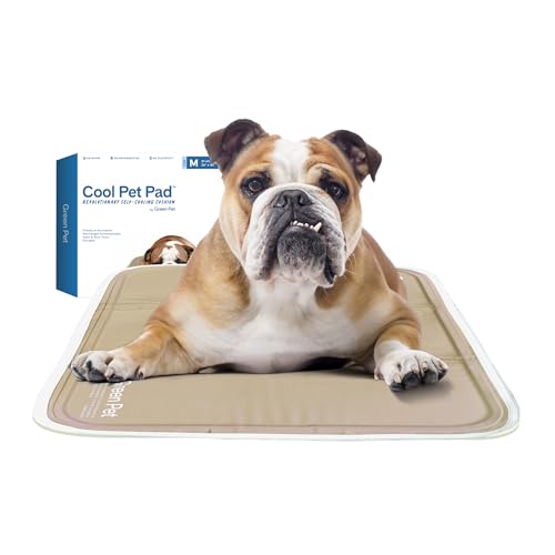 The Green Pet Shop Cool Pet Pad - Medium, Iced Latte - Self-Cooling, Pressure Activated Mat for Dogs & Cats from 21-45 lbs - Non-Toxic Gel, No Water Needed - color: Latte, size: Medium
