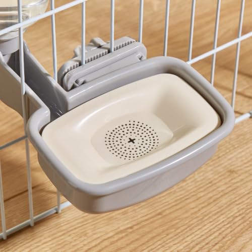 Pet Water Bottle for Cage, Anti-Overflow Gravity Water Bowl Dispenser for Puppies, Cats, Rabbits, Ferrets, Guinea Pigs, and Other Small Animals (Gray, 25oz) - size: 25oz