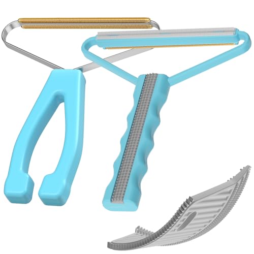 Pet Hair Remover 3-Pack,Dog Cat Fur Tool,Portable Carpet Scraper | Multi Purpose Pet Hair Removal Brush, Fits Carpets Clothes Car Mats Couch Pet Bed Furniture, Removes Fur Lint & Fuzz - color: Sky Blue With Gray