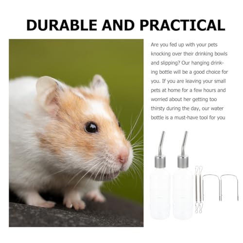 Toddmomy Rabbit Water Bottle 2 Pack Hanging Water Dispenser for Guinea Pig Chinchilla Small Animal Cage Leak Resistant Transparent Pet Drinking Bottle with Hooks 8.66 X 2.36 X 1.96 in
