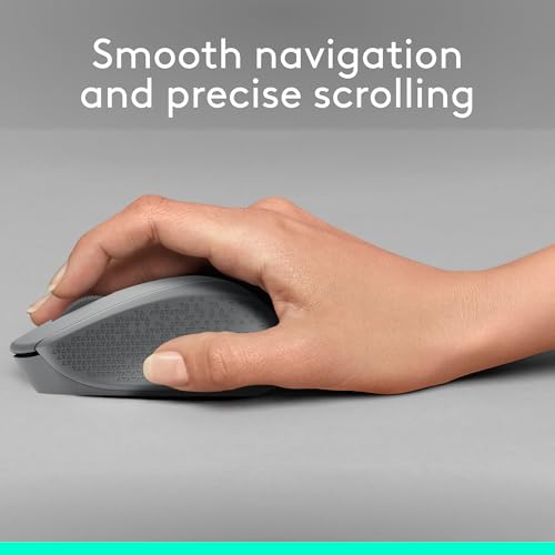 Logitech M330 Silent Plus Full Size 2.4 GHz Wireless Mouse - Grey | Silent, lightweight, 2.4 GHz USB-A Nano Receiver, 1000 dpi optical tracking, 2-year battery life, PC, Mac, laptop compatible - color: Grey