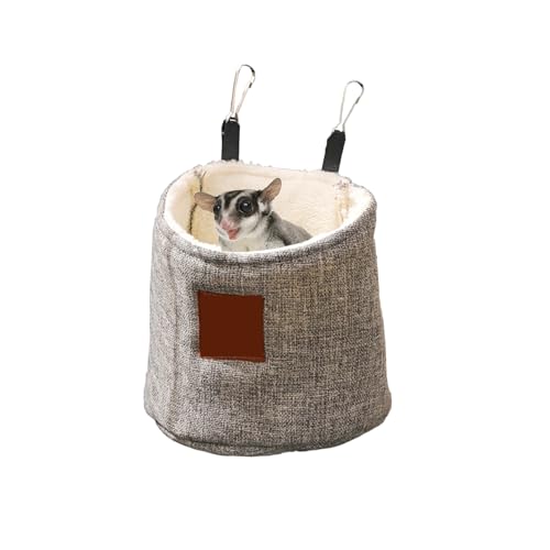 Sugar Glider Hanging Sleeping Pouch, Warm Soft Bed for Small Pets | Double layer thick construction, machine washable fabric,enclosed privacy nest, resting shelter for small pets - color: Grey
