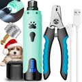 Dog Nail Grinder, Dog Nail Trimmers and Clippers Kit, Super Quiet, Rechargeable, for Small Large Dogs & Cats Toenail & Claw Grooming,3 Speeds - color: Minty Breeze