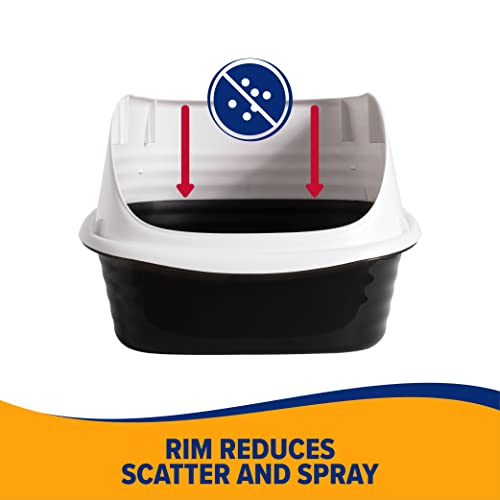 Arm & Hammer Rimmed Cat Litter Box with High Sides and Microban, Made in USA | Tall sturdy walls help contain spray, scatter and spills, easy everyday scooping, durable tray suits messy diggers at home - color: Pearl White/ Dark Gray, size: Standard