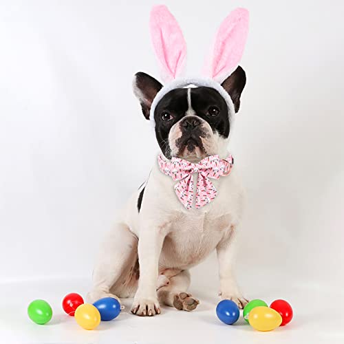 ARING PET Easter Dog Collar-Cute Rabbit Dog Collar with Sailor Bowtie, Cotton Adjustable Carrots Dog Collars with Metal Buckle - color: Easter-Pink Rabbit, size: X-Small (Pack of 1)