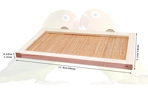 11.8×7.1 Inches Bird Perch Stand Platform, Natural Wooden and Bamboo Small Animals Cage Accessories, Suitable for Parrot Parakeet Cockatiel Rat Hamster Guinea Pig Conure Chinchillas