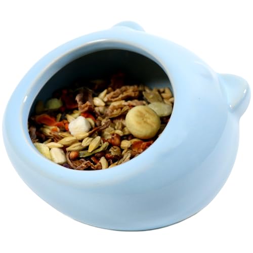 Ceramic Small Pet Hamster Food Bowl – Spill-Proof Guinea Pig & Hedgehog Dish – Durable, Easy to Clean, Non-Tip Design for Small Pets (Blue) - color: Blue