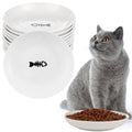 10 Ceramic Cat Feeding Bowls, 6 Inch Wide Shallow Plates for Dry/Wet Food | Reduces whisker contact; lead-free; holds water too; dishwasher safe; stable heavy design; for cats & small dogs - color: White