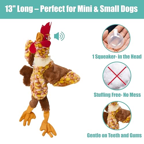 SPOT Skinneeez Chicken 13 Inch Stuffing-Free Plush Squeaky Dog Toy – Soft Interactive Chew Toy for Small and Medium Dogs – Mess-Free Play for Light & Moderate Chewers - style: Mini Chicken