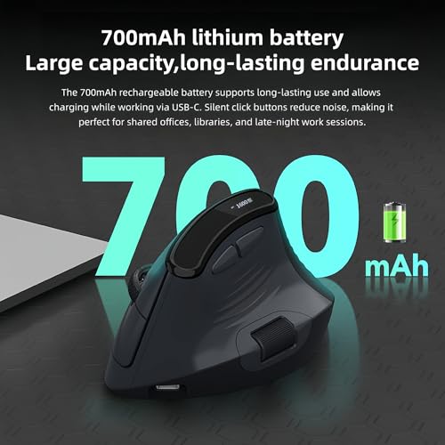 Ergonomic Vertical Mouse, Dual Scroll, Tri-Mode, OLED Display | 60° ergonomic vertical mouse with dual scroll wheels, tri-mode Bluetooth/2.4G/wired connectivity, OLED display, and 8000 DPI. - color: Black